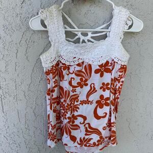 Y2k orange and white top